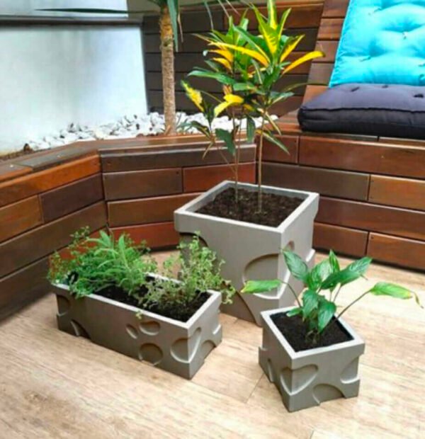 Kit 3 Formas Vaso + Jardineira Bolhas Ref. 002